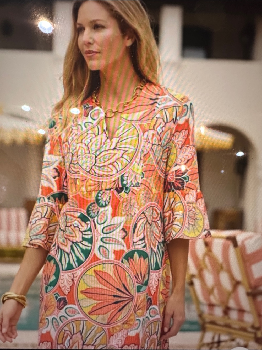 Jude Connally Floral Gilded dress in Orange, Pink, Green,Kerry style, size small